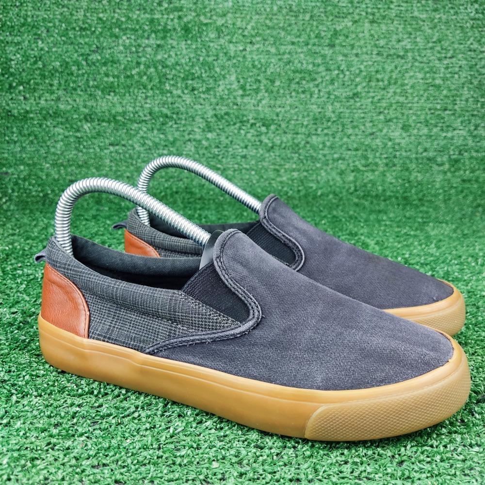 Old Navy Slip On Shoes Mens 5 Black Jack Brushed Twill Grey Brown 451479-00